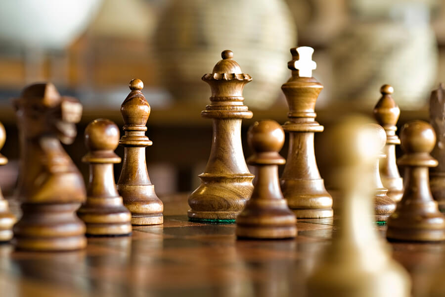 Wooden chess pieces